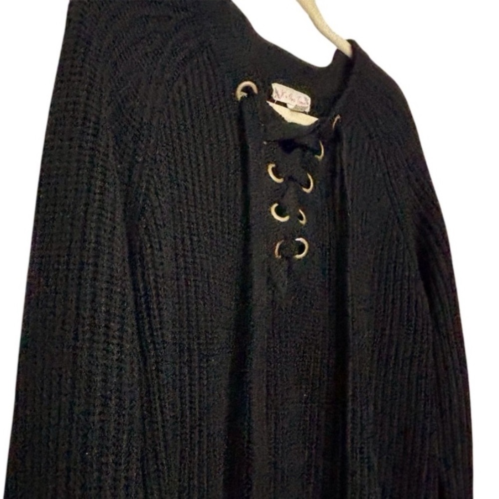 It’s Our Time Black Lace-Up Sweater
Size Medium